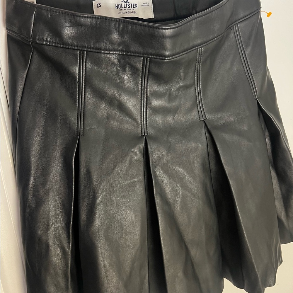 Hollister Black Faux Leather Mini Skirt